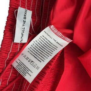 Faithfull The Brand Smocked Red Madella Midi Dress Size 6