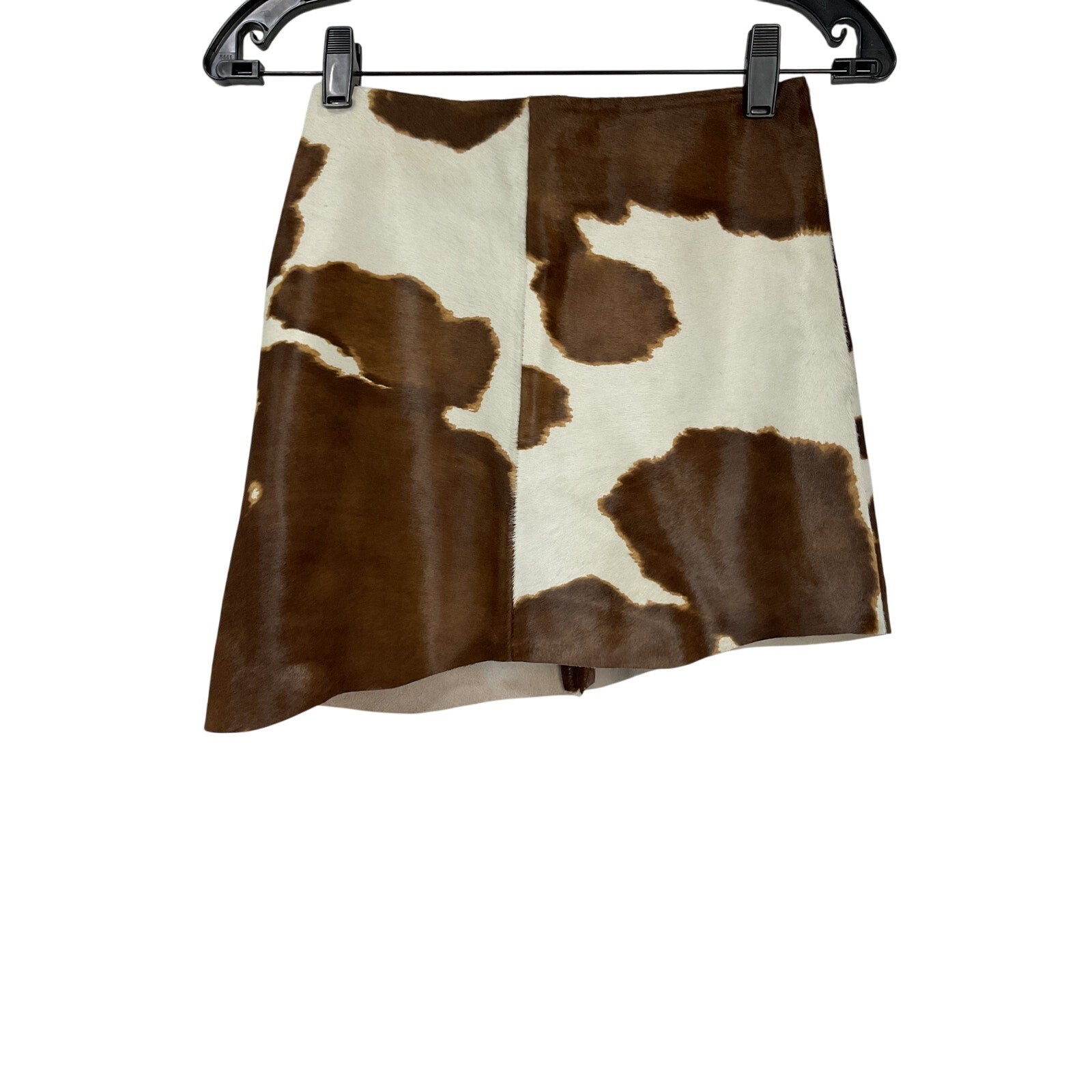 Helmut Lang Brown Calf Hair Cowhide Mini Skirt Size 00