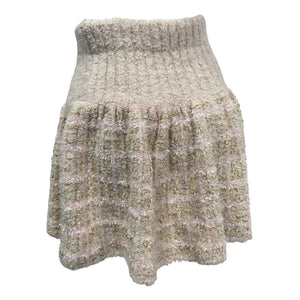 LoveShackFancy Tweed Cream Puff Pink Bibi Skirt Size S