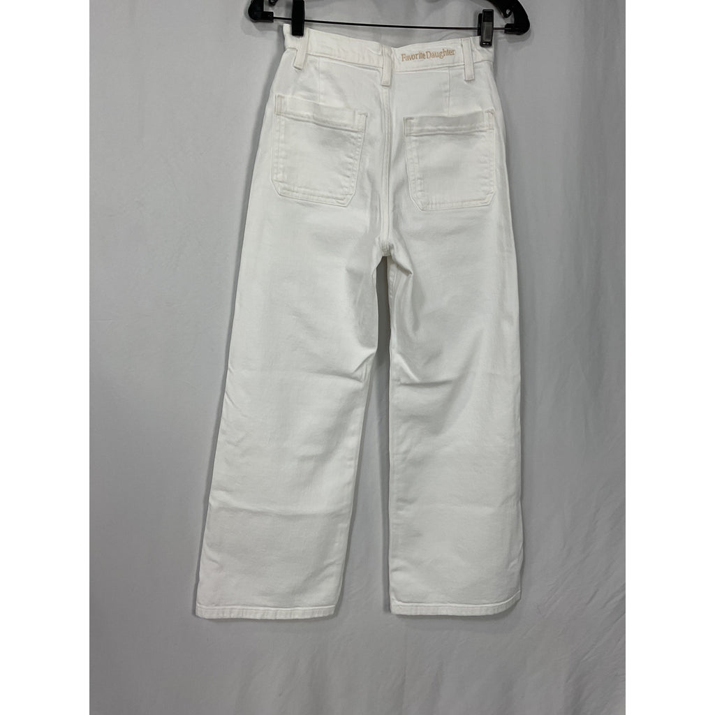 Favorite Daughter 'The Mischa' White Cotton High-Rise Wide-Leg Denim Jean Size 24
