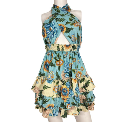 Agua Bendita Ruffled Multicolor Moana Dress Size S