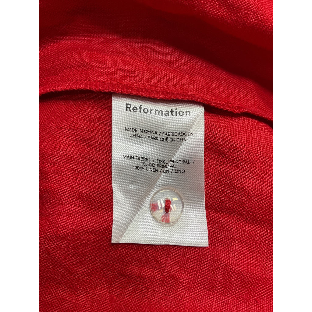 Reformation 'Rowen' Red Linen Tiered Midi-Dress Size 8 - NWT