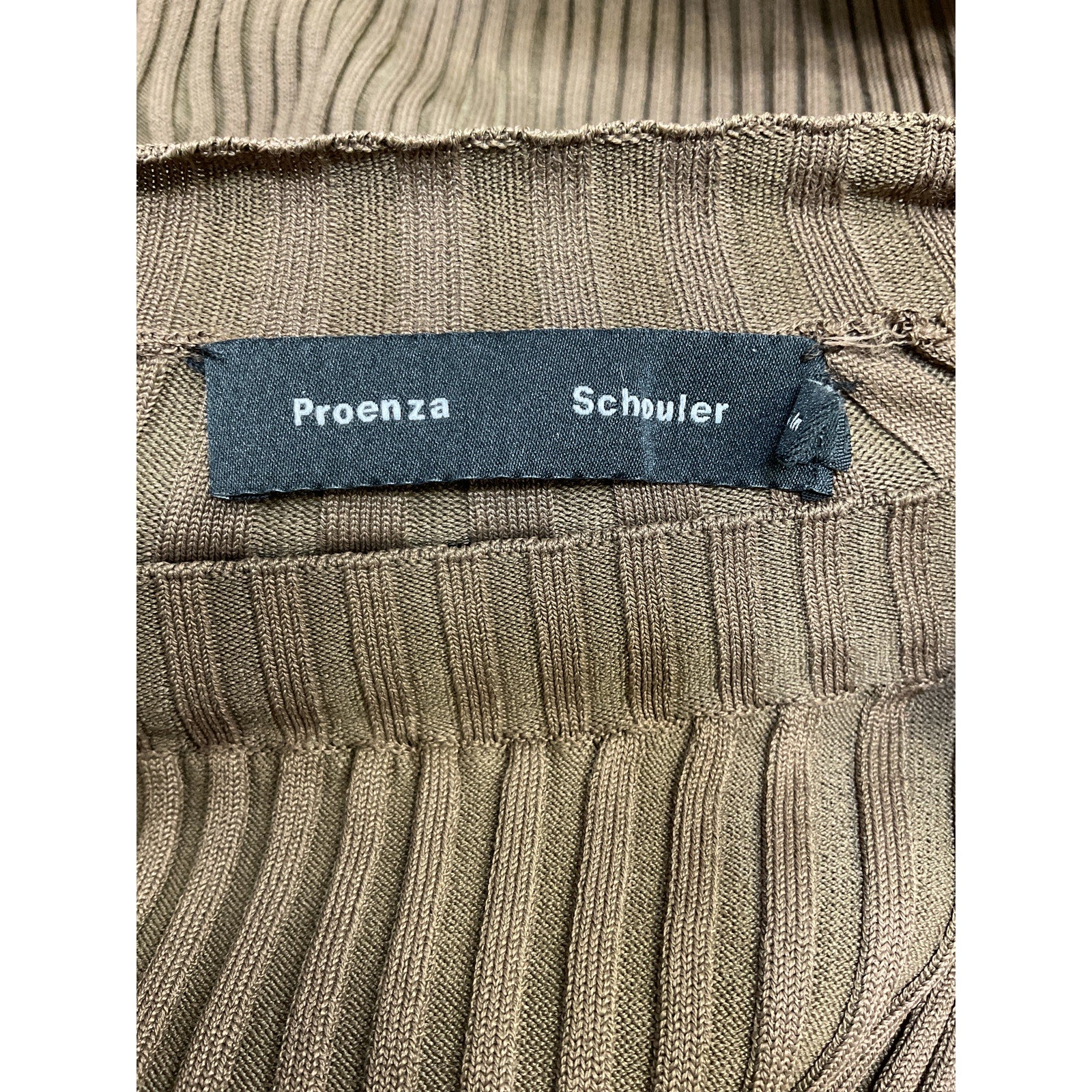 Proenza Schouler Brown Viscose Rib Knit Long Sleeve Sweater Size M