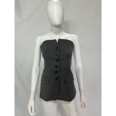 Pixie Market Button Grey Strapless Top Size S
