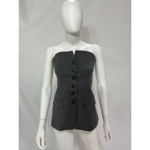 Pixie Market Button Grey Strapless Top Size S