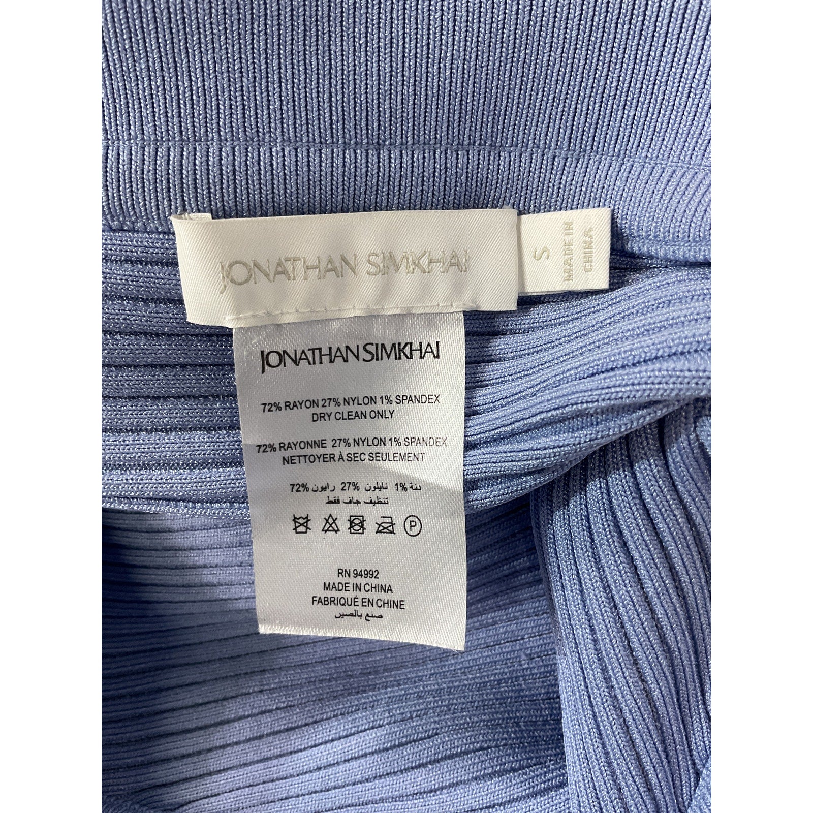 Jonathan Simkhai 'Sydney' Blue Compact Rib Wrap Skirt Size S
