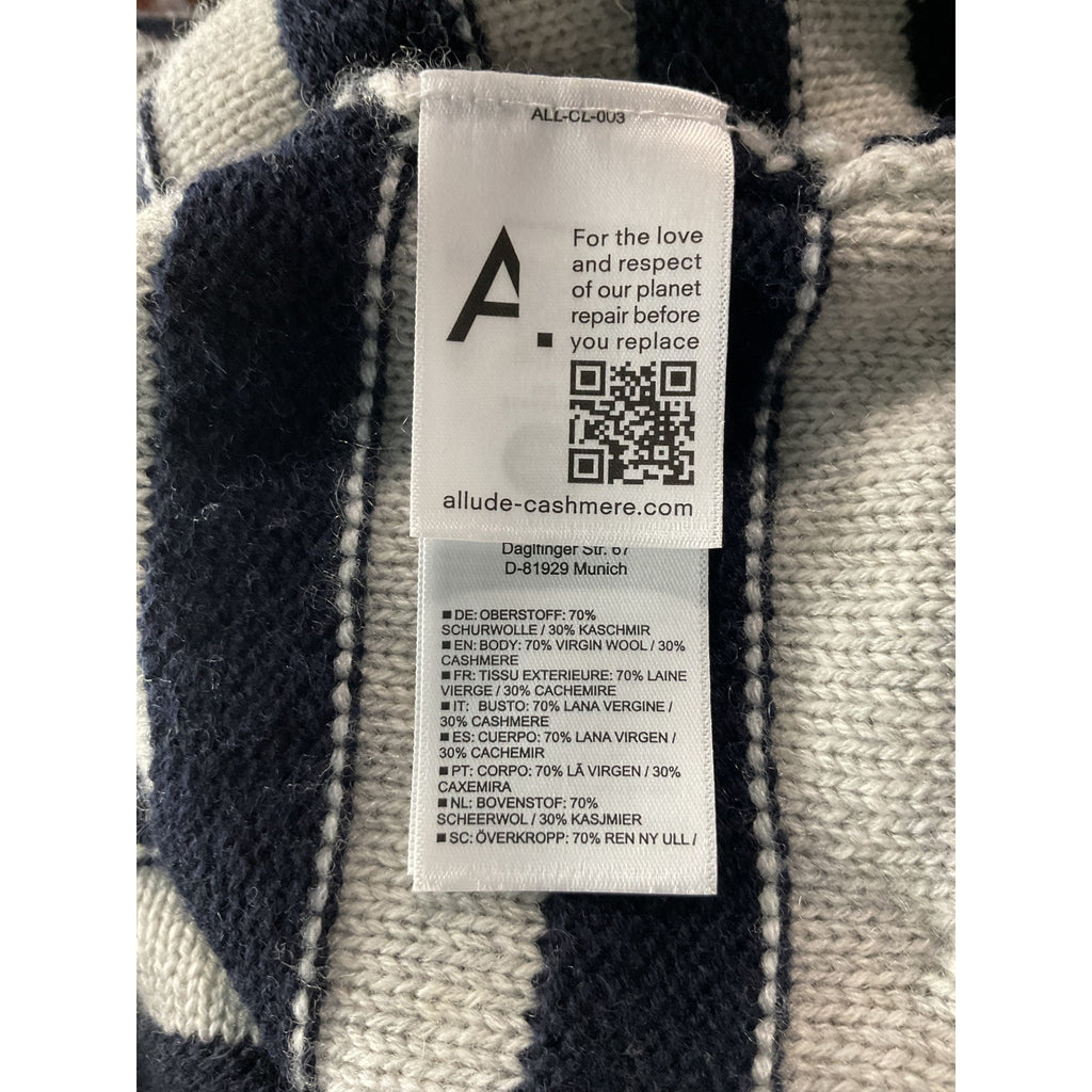 Jardin Des Orangers White Striped Wool And Cashmere Cardigan Size L