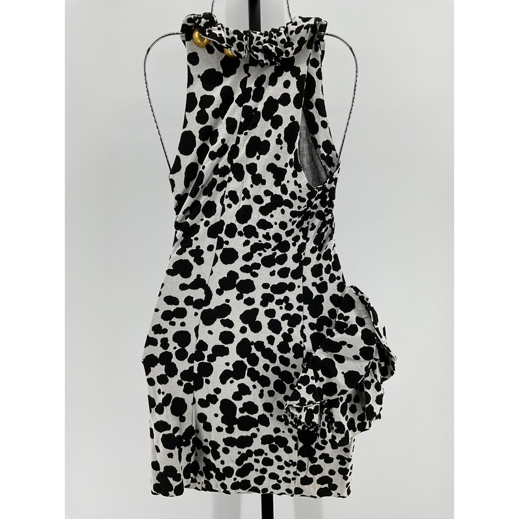 Area 'Dalmatian' Black Viscose Flower Mini Dress Size S