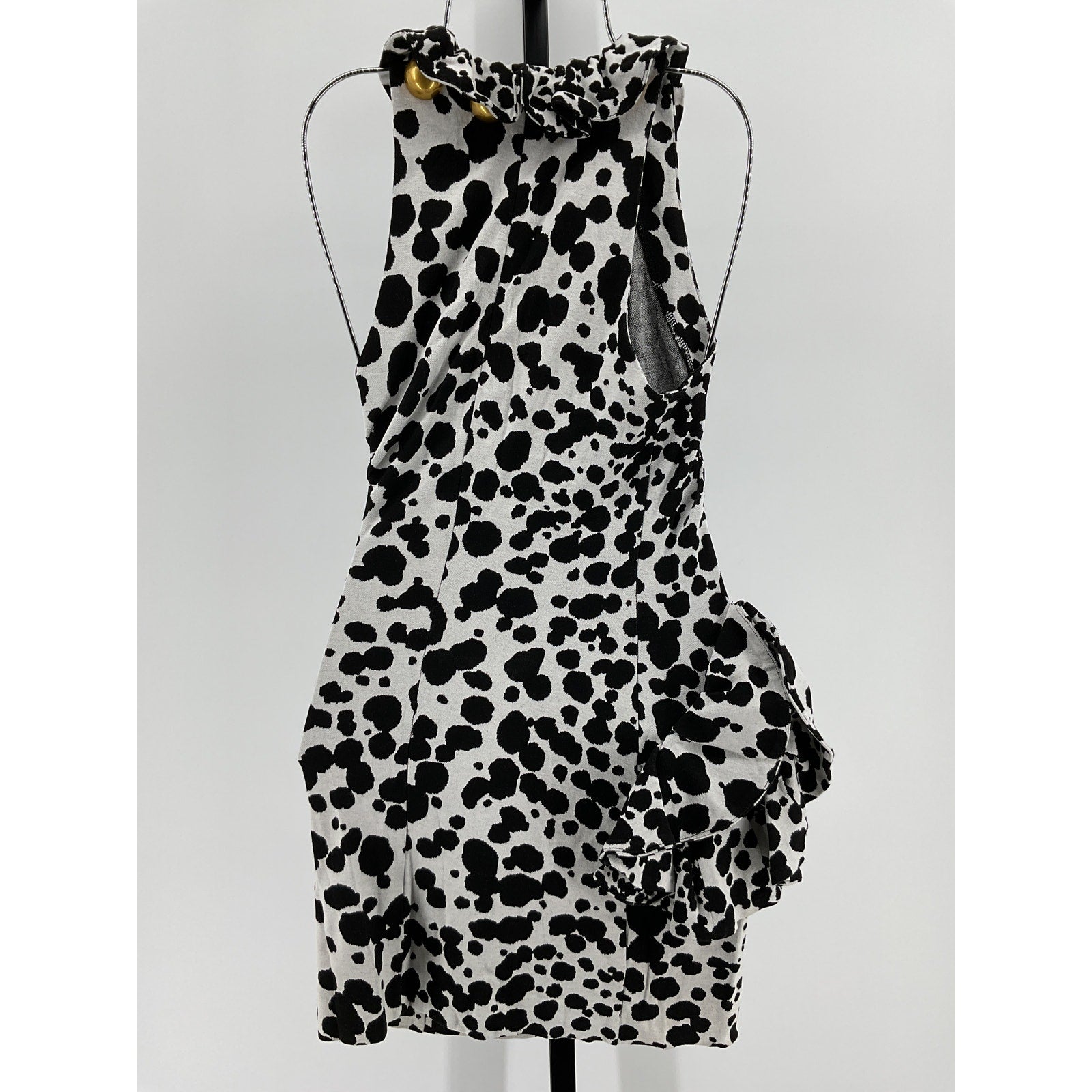 Area 'Dalmatian' Black Viscose Flower Mini Dress Size S