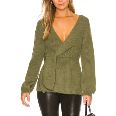 House Of Harlow 1960 Cozy Forest Green Khalida Wrap Sweater Size M