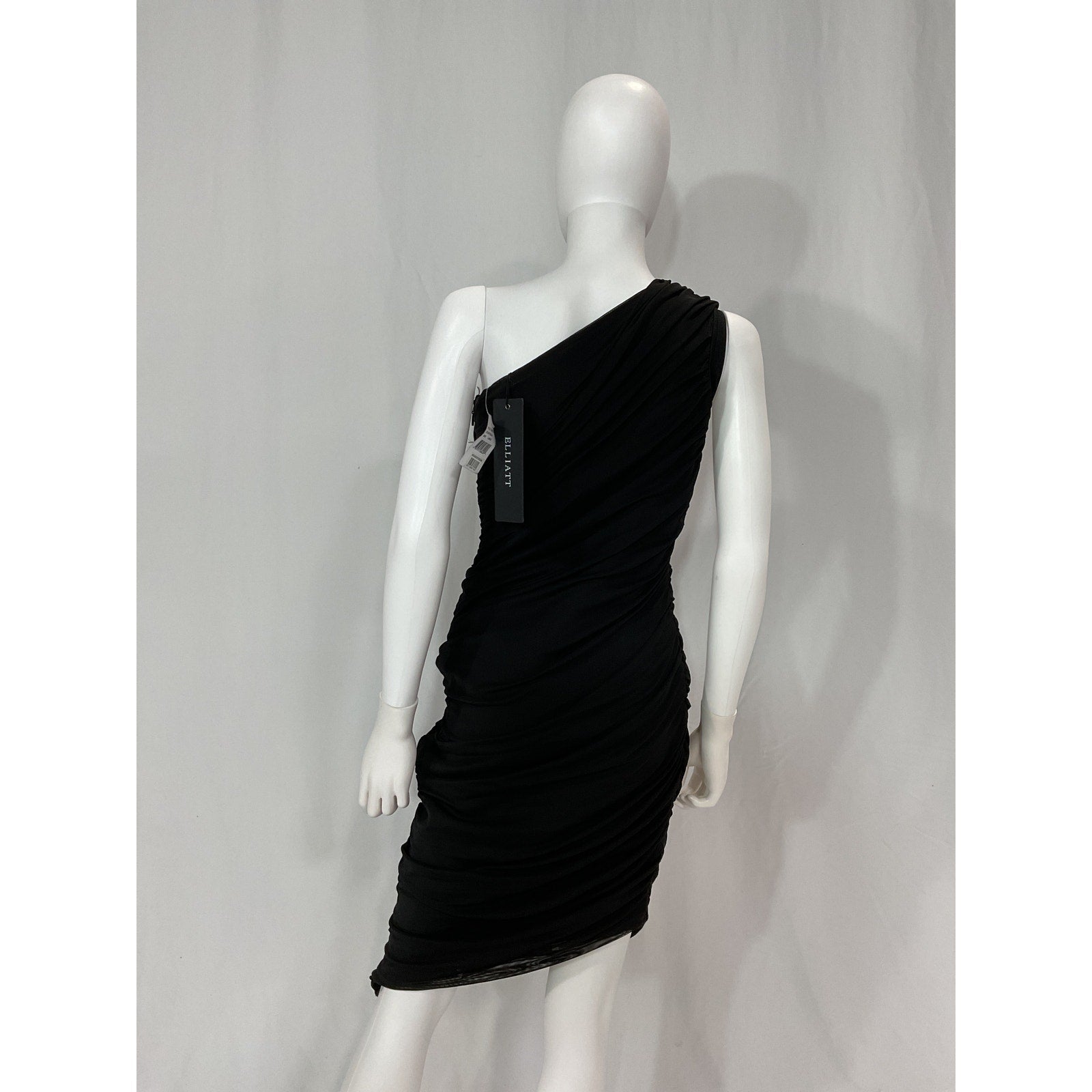 Elliatt 'One-Shoulder' Black One Shoulder Ruched Sheath Dress Size L - NWT