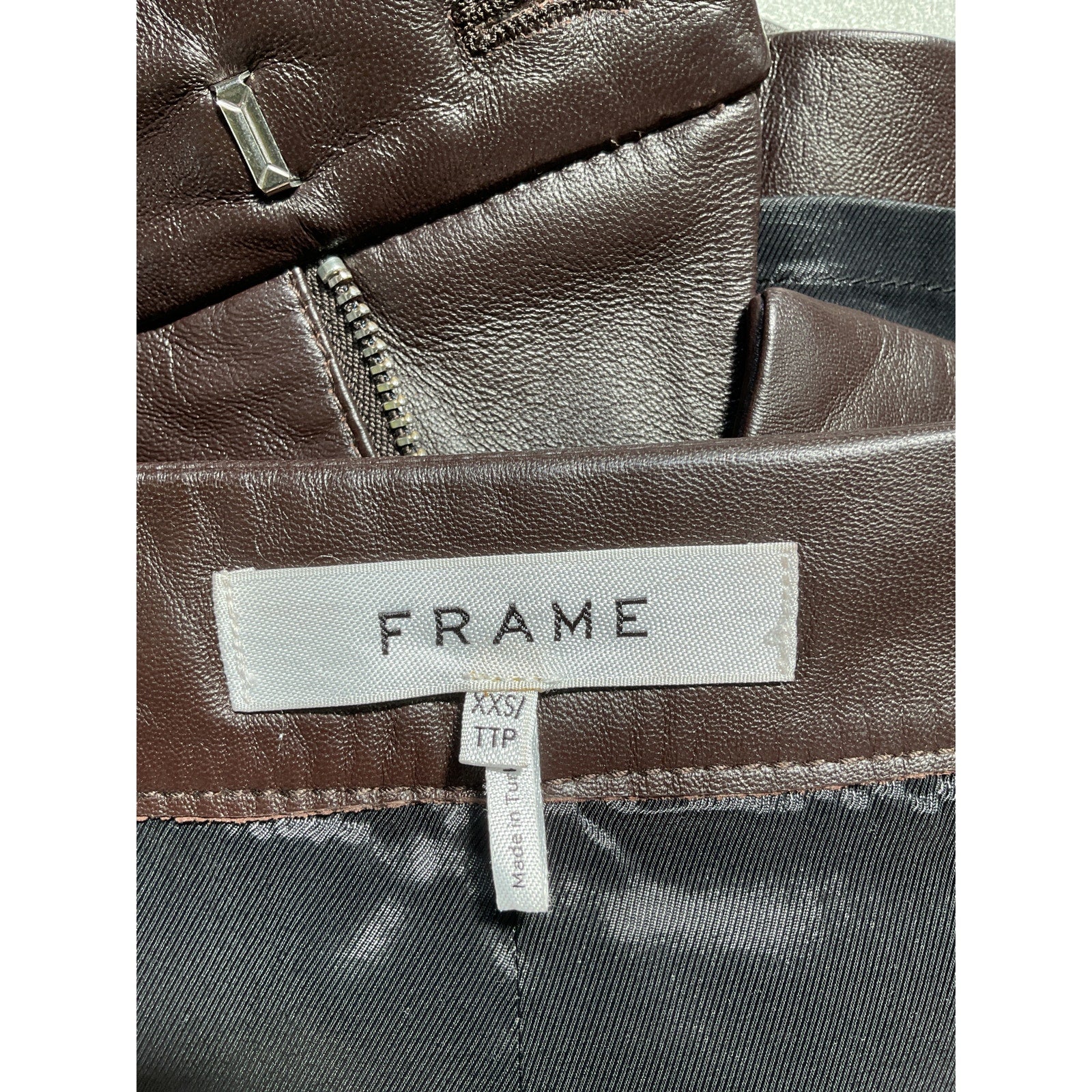 Frame Leather Mini Brown Skirt Size XXS