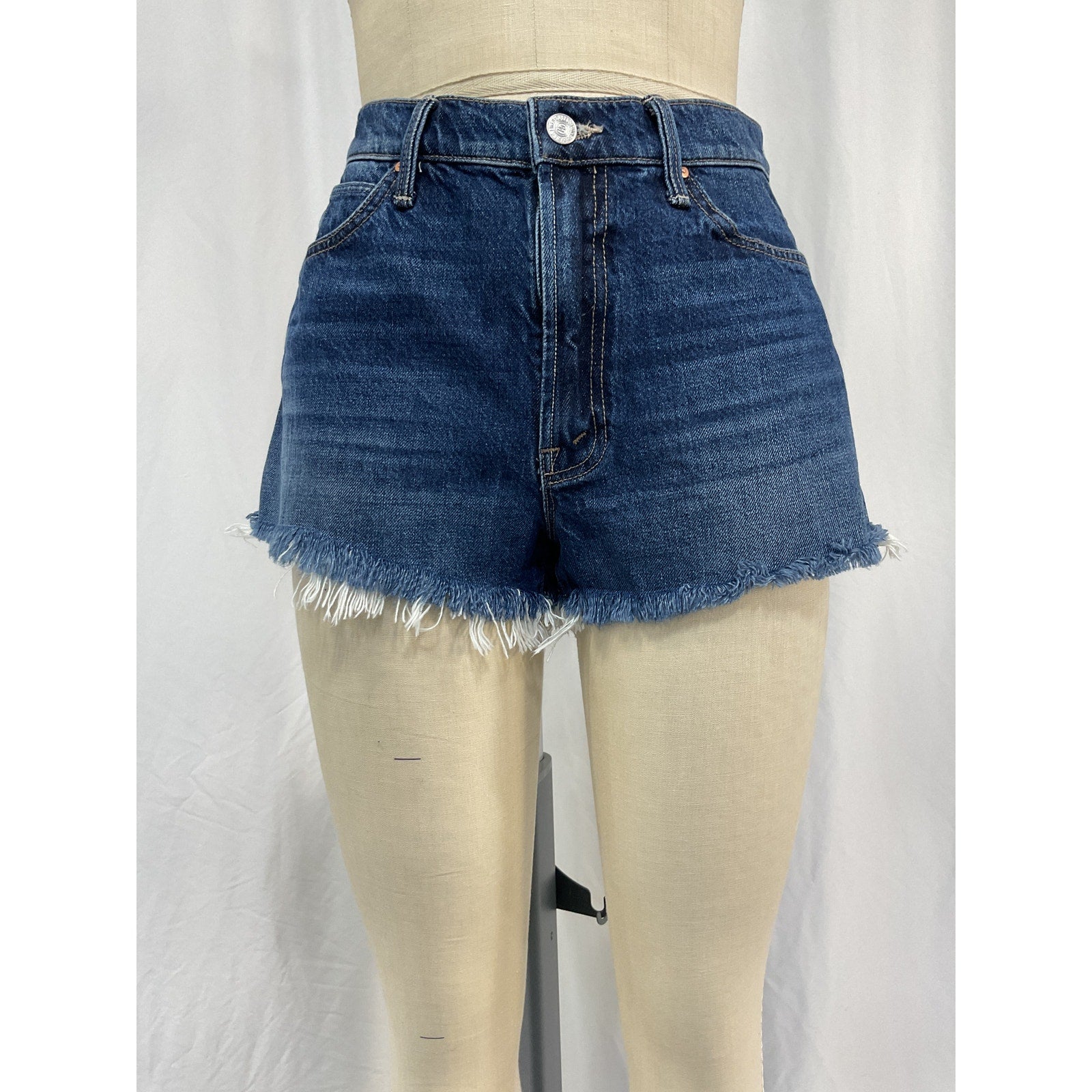 Mother 'The Dodger' Blue Cotton Short Short Fray Size 27