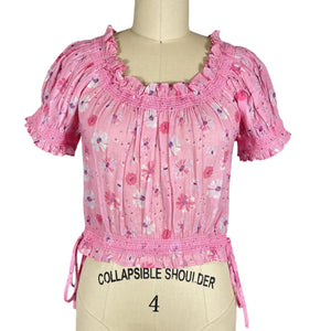 Loveshackfancy Floral Coral Blaze Rosalinda Crop Top Size XS NWT