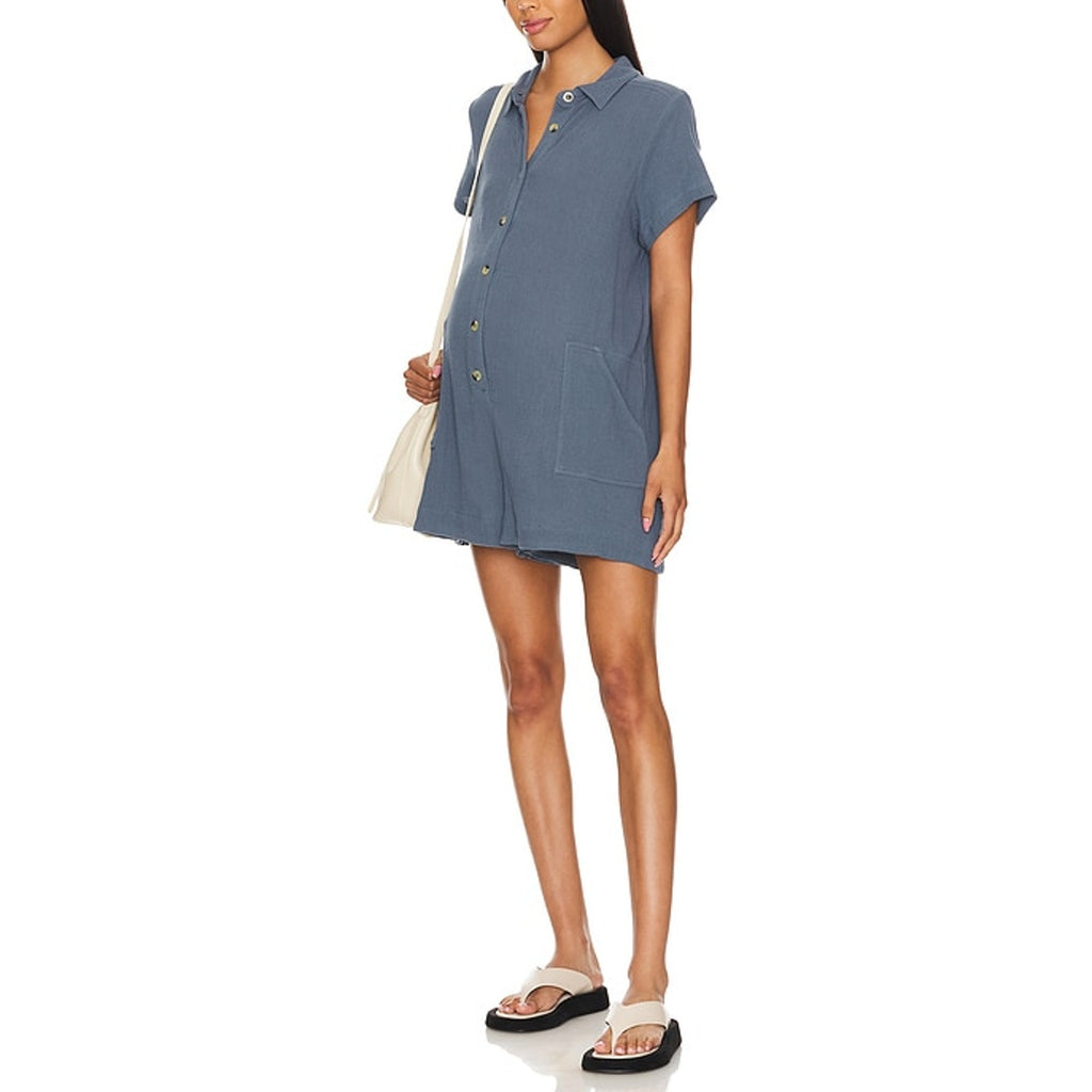 Hatch 'The Lenora' Blue Cotton Romper Size 0 / XS