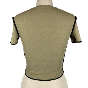 Nanushka Contrast Trim Sand Anthracite Sabelle T Shirt Size XXS NWT