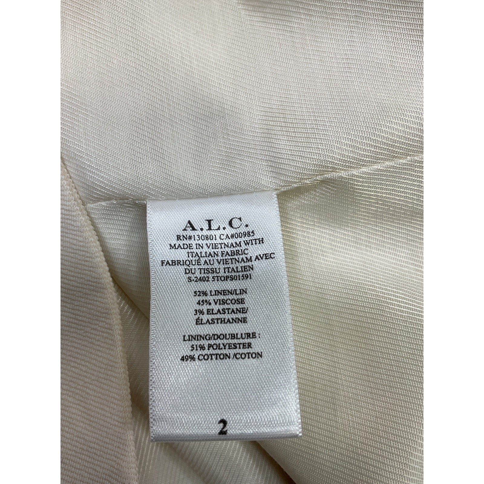 A.L.C. 'Maxwell' White Linen Vest Size 2 - NWT
