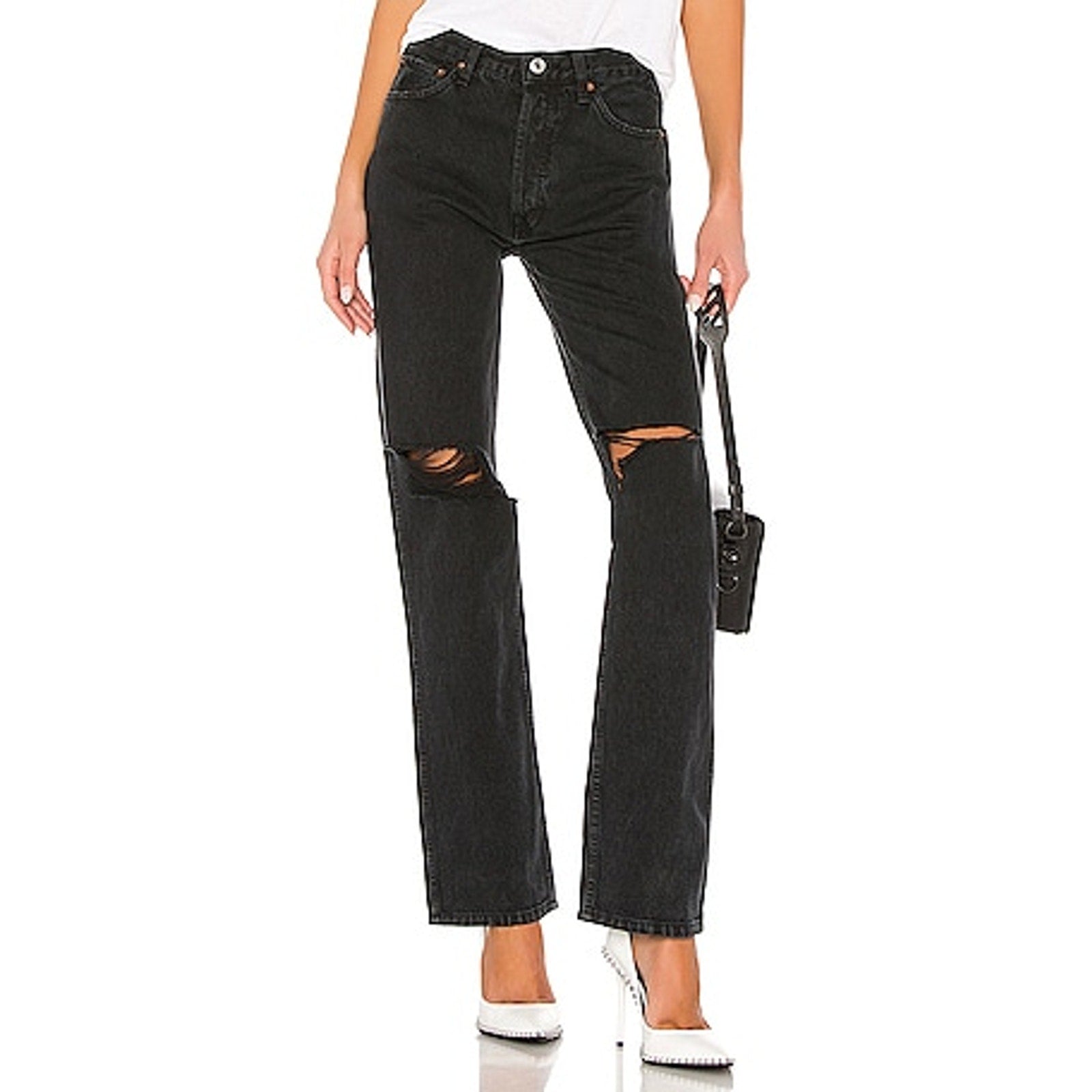 Re/Done Originals Black Cotton High Rise Loose Jeans Size 26 - NWT