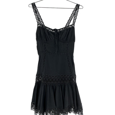 Charo Ruiz Lace-Trimmed Black Elodie Mini Dress Size S