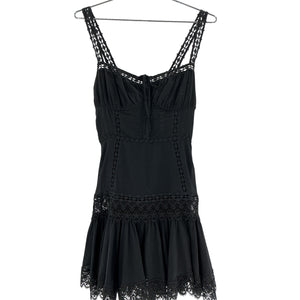 Charo Ruiz Lace-Trimmed Black Elodie Mini Dress Size S