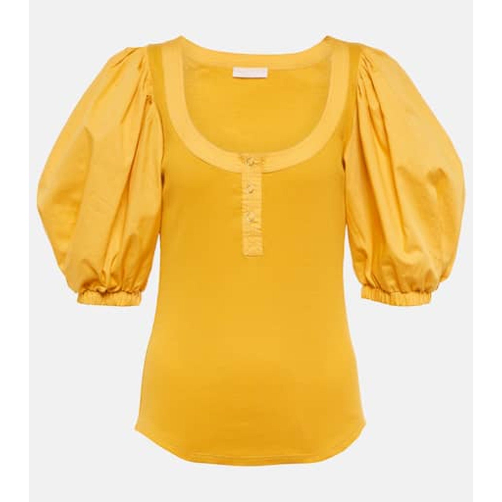 Ulla Johnson 'Janette' Yellow Cotton Jersey And Poplin Top Size S
