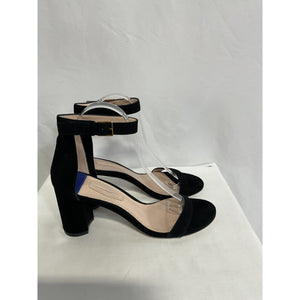 Stuart Weitzman 'Nudistcurve 35' Black Square Toe Block Sandal Size 8