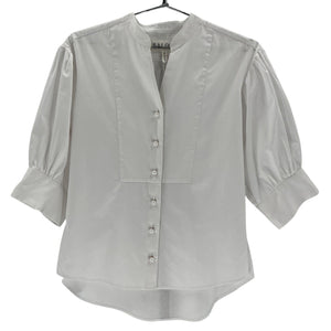 Saloni Crisp White Tavi Cotton Poplin Blouse Size 4