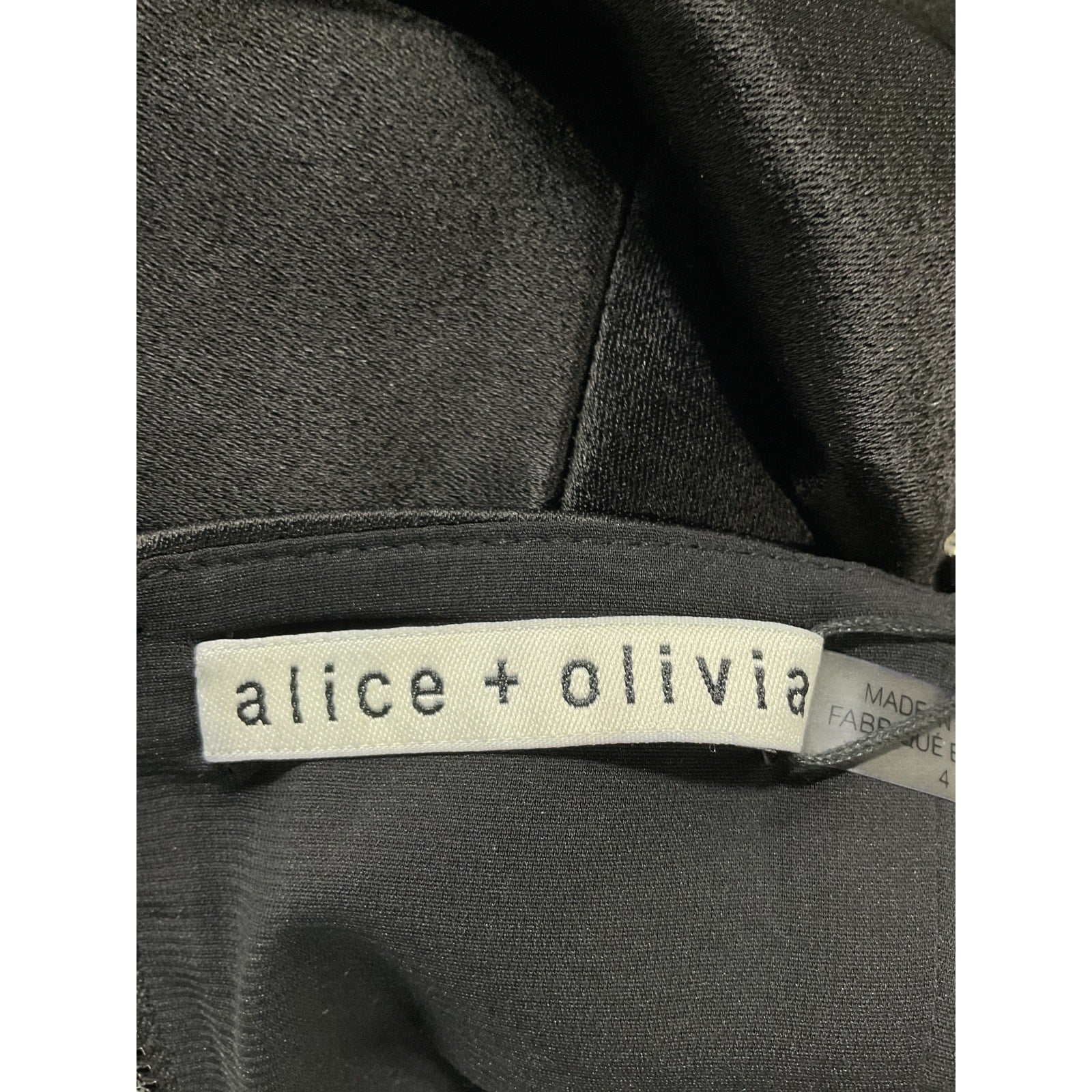 Alice + Olivia Black Sutton Crystal Embellished Strap Satin Mini Dress Size 4 - NWT