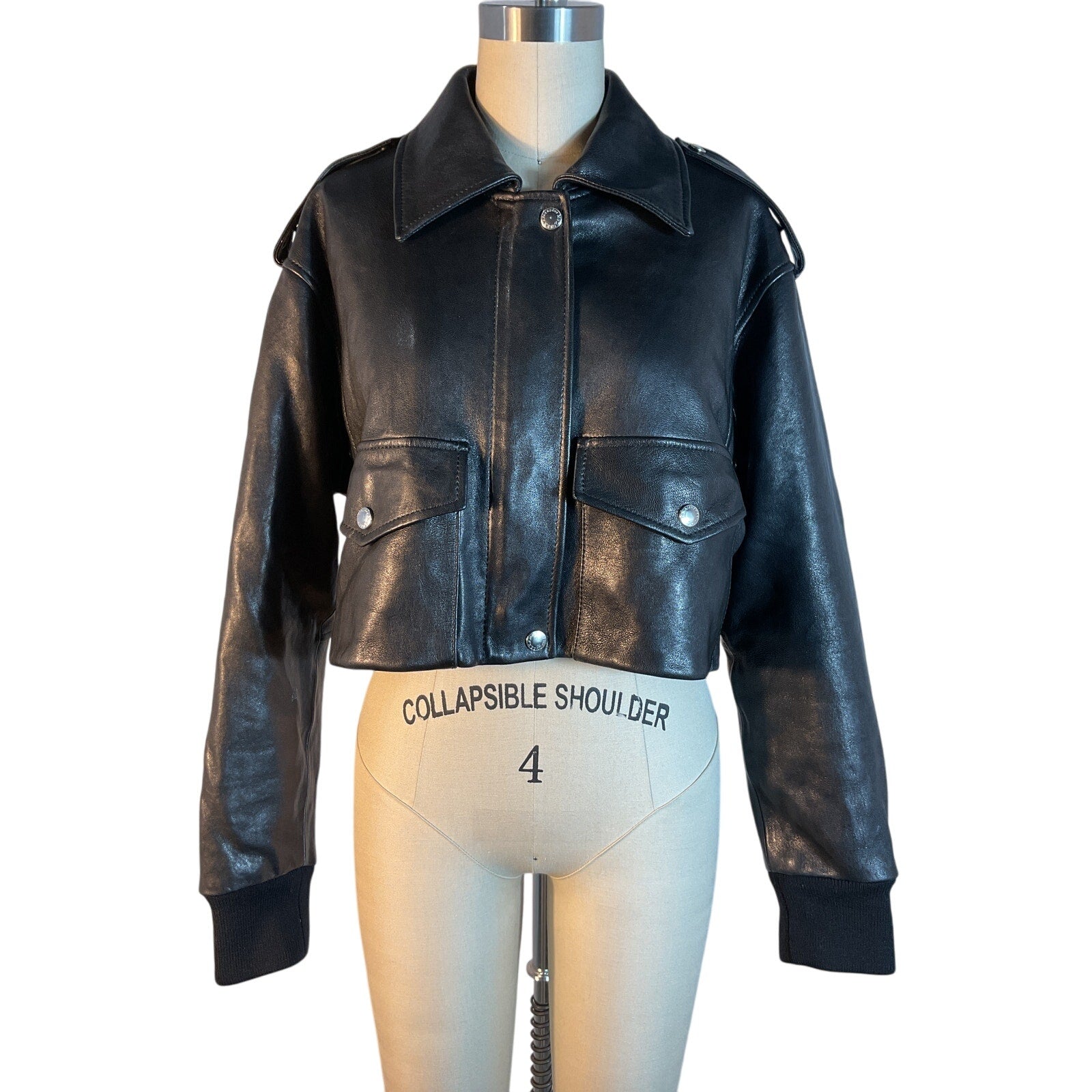 Alexander Mcqueen Black Leather Cropped Lamb Leather Jacket Size 4-6 / S