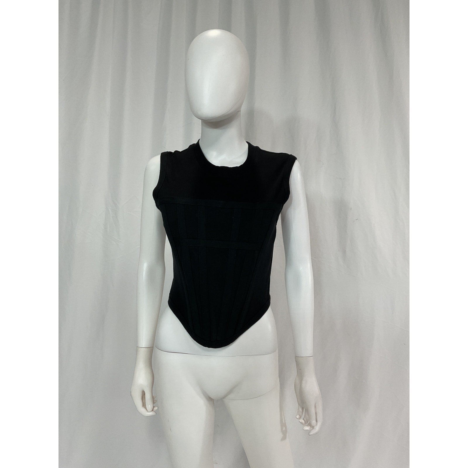 Dion Lee 'Inclusive' Black Cotton Crop Corset Detail Cotton Tank Size M - NWT