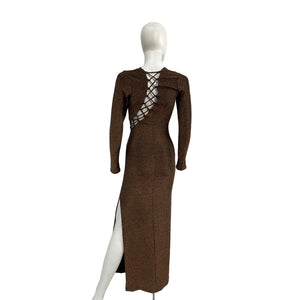 Reformation 'Kinsey' Brown Knit Dress Size XS