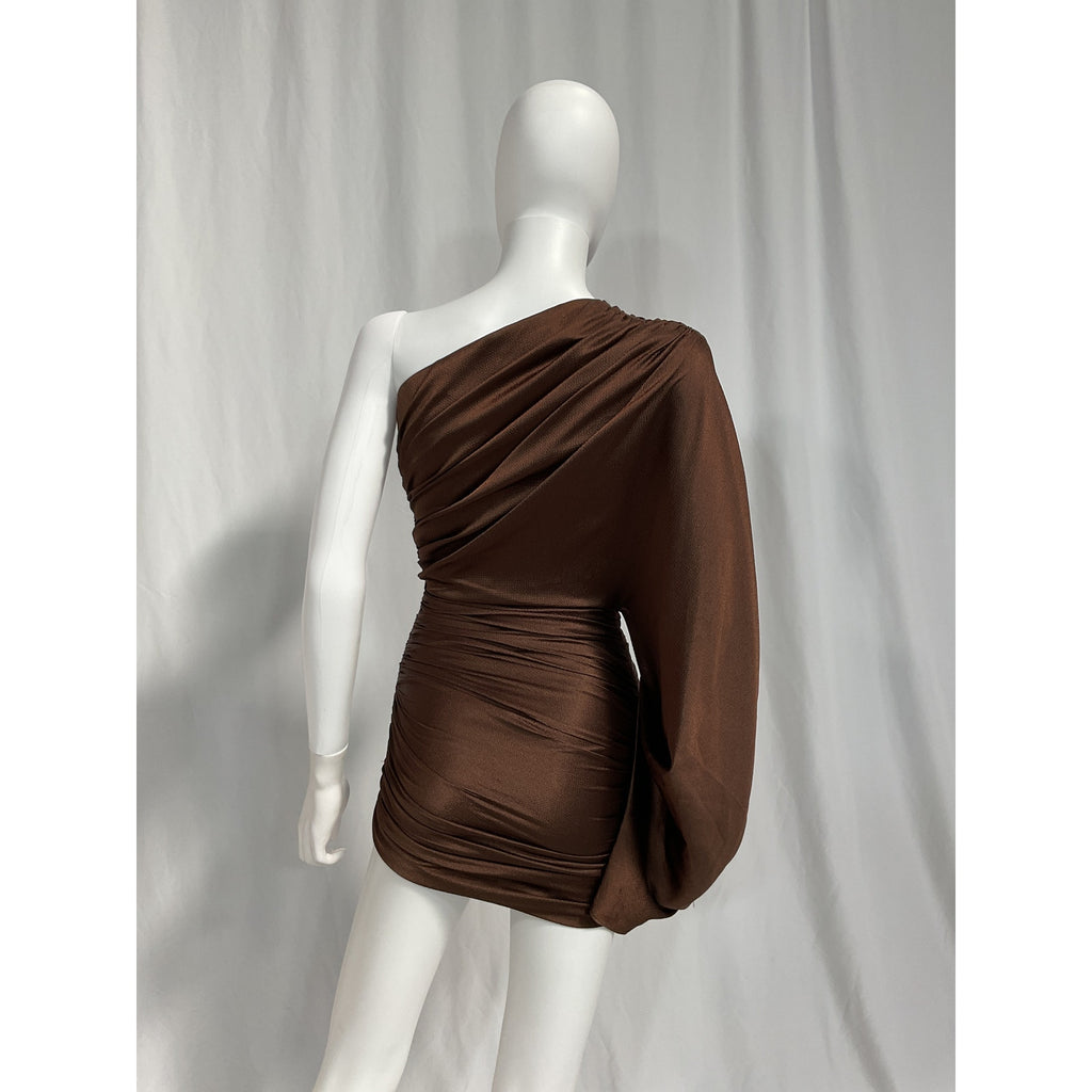 Solace London 'Clara' Brown Satin Mini Dress Size 0