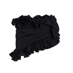 Area Ruched Black Ruffle Trim Skirt Size 2