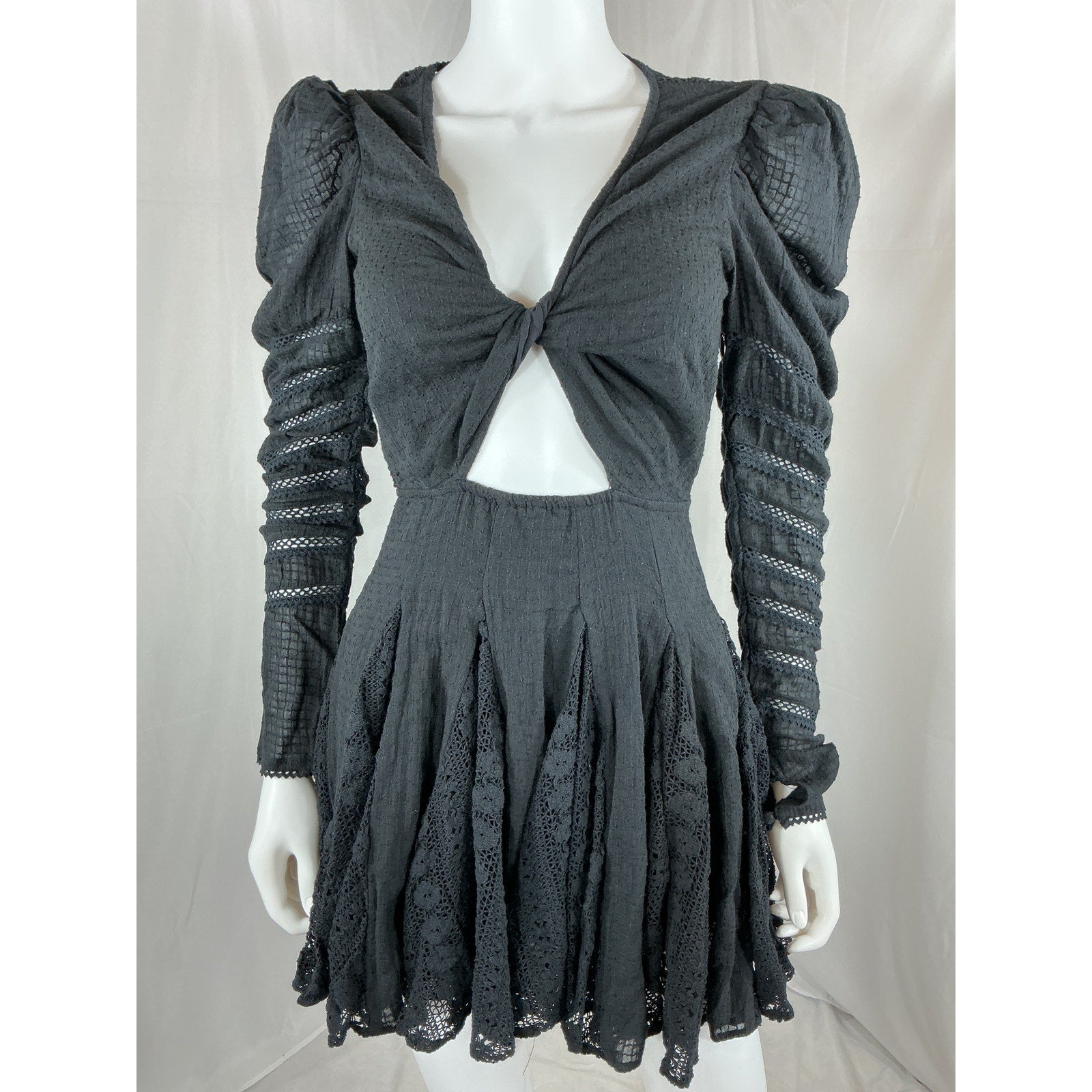 Hemant And Nandita 'Juhi' Black Cotton Mini Dress Size XS