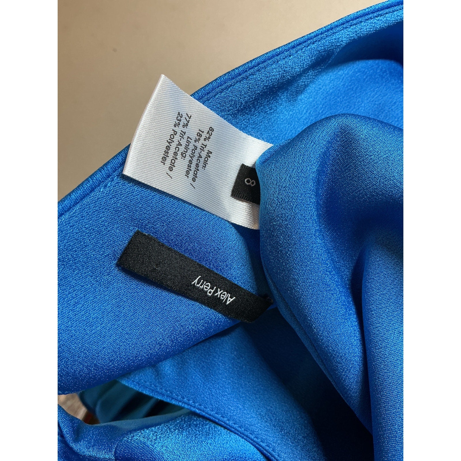 Alex Perry 'Jameson' Blue Triacetate Diamond Back Mini Dress Size 4