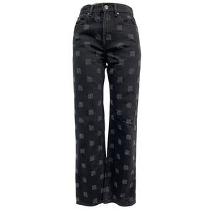 Alexander Wang Patterned Black Ez Mid Rise Relaxed Straight Denim Jeans Size 26
