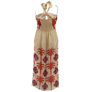 Johanna Ortiz Tropical Ecru Orange Pink Water Adventure Dress Size 0
