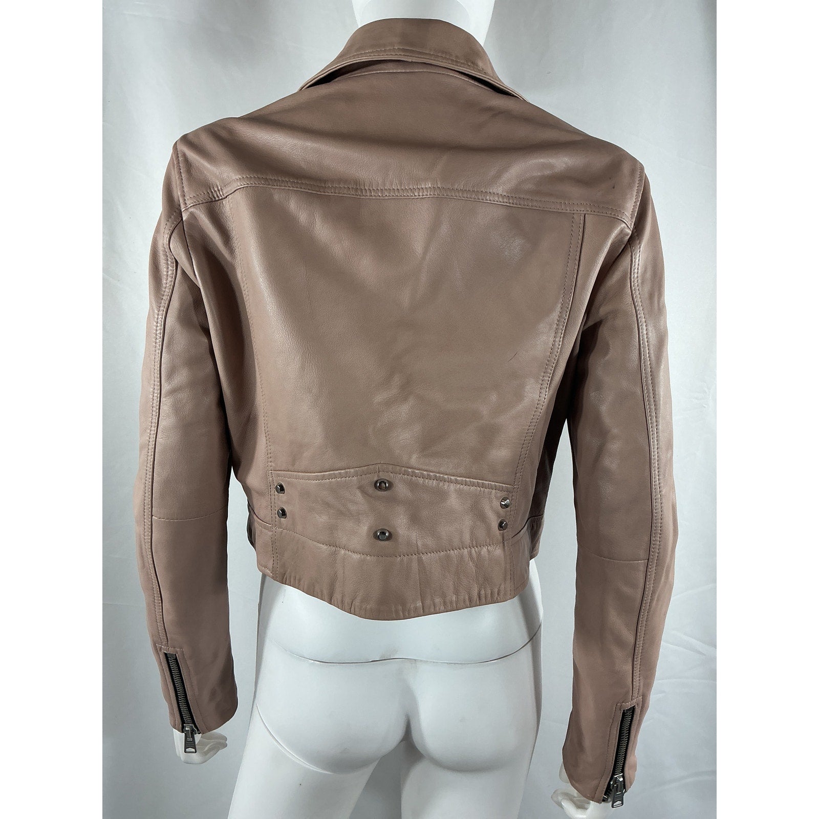 Allsaints 'Rift' Pink Leather Biker Jacket Size 10