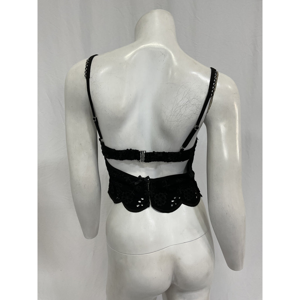 For Love & Lemons 'Natalia' Black Cotton Corset Top Size XS