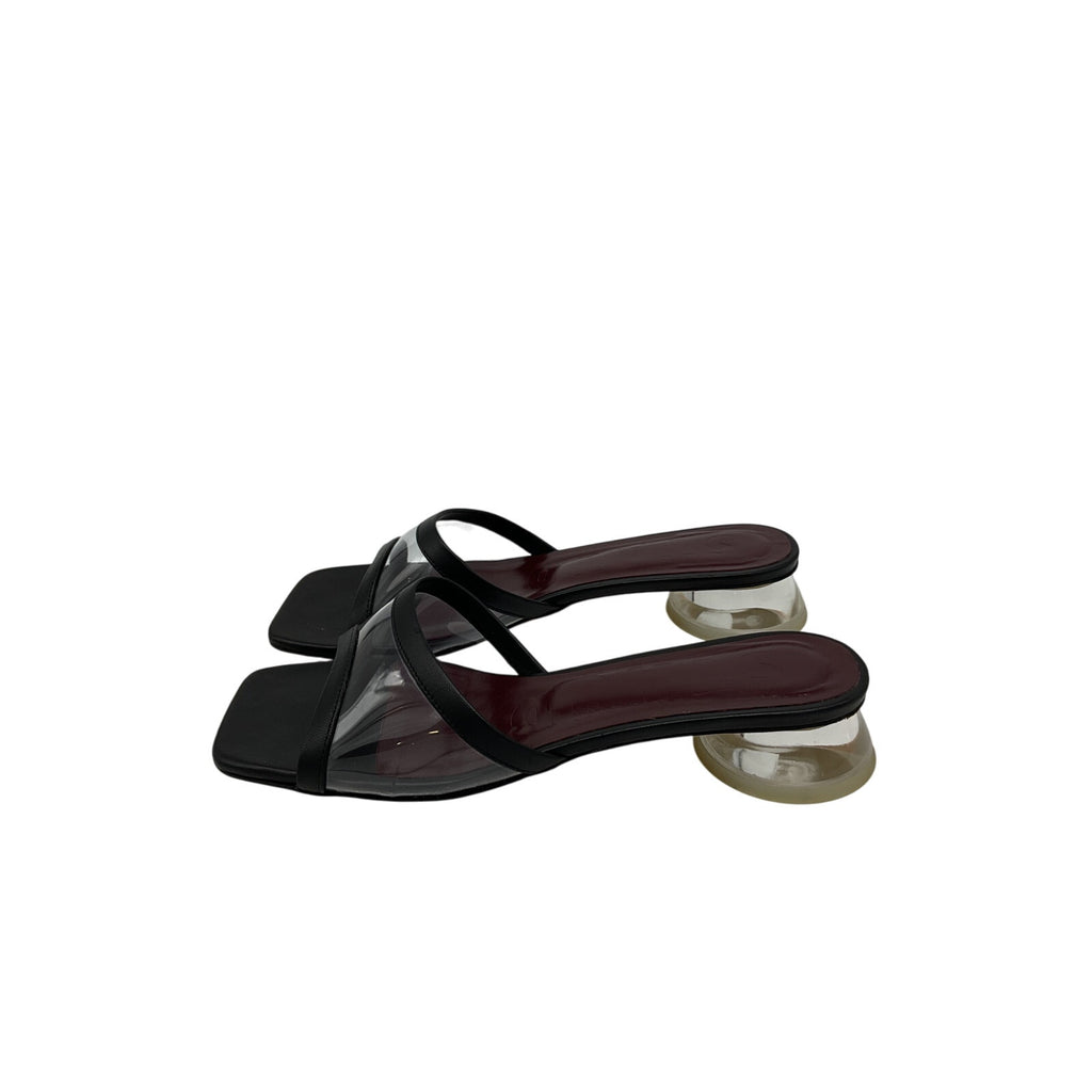 Staud 'Simone' Black Leather Clear Mule Size 7.5