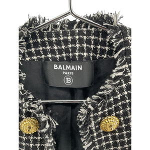 Balmain Cropped Black Tweed Jacket Size 36 FR / US 2