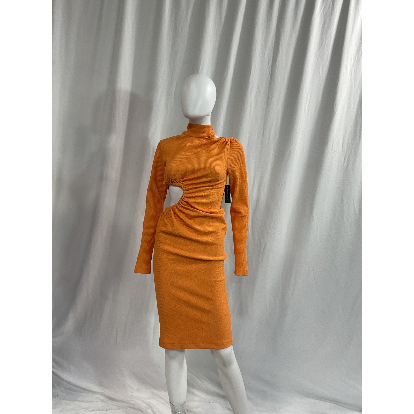 Rotate Birger Christensen 'Alice' Orange Cutout Ribbed Recycled Jersey Midi Dress Size 8 - NWT