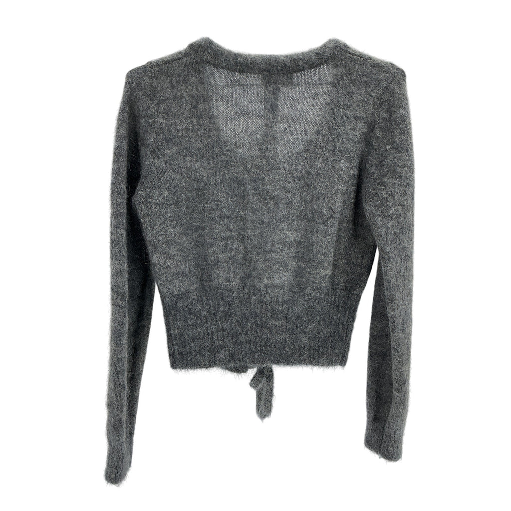 Ganni 'Tie String' Grey Mohair Cardigan Size XXS