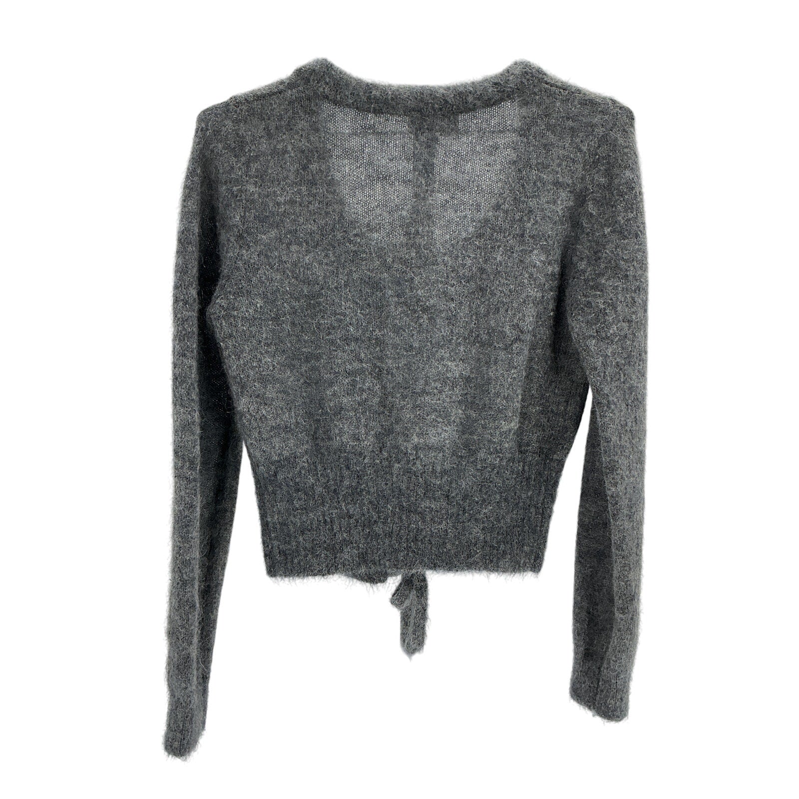 Ganni 'Tie String' Grey Mohair Cardigan Size XXS
