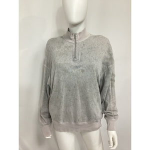 Atm Anthony Thomas Melillo 'Printed' Grey French Cotton-Terry Half-Zip Sweatshirt Size S