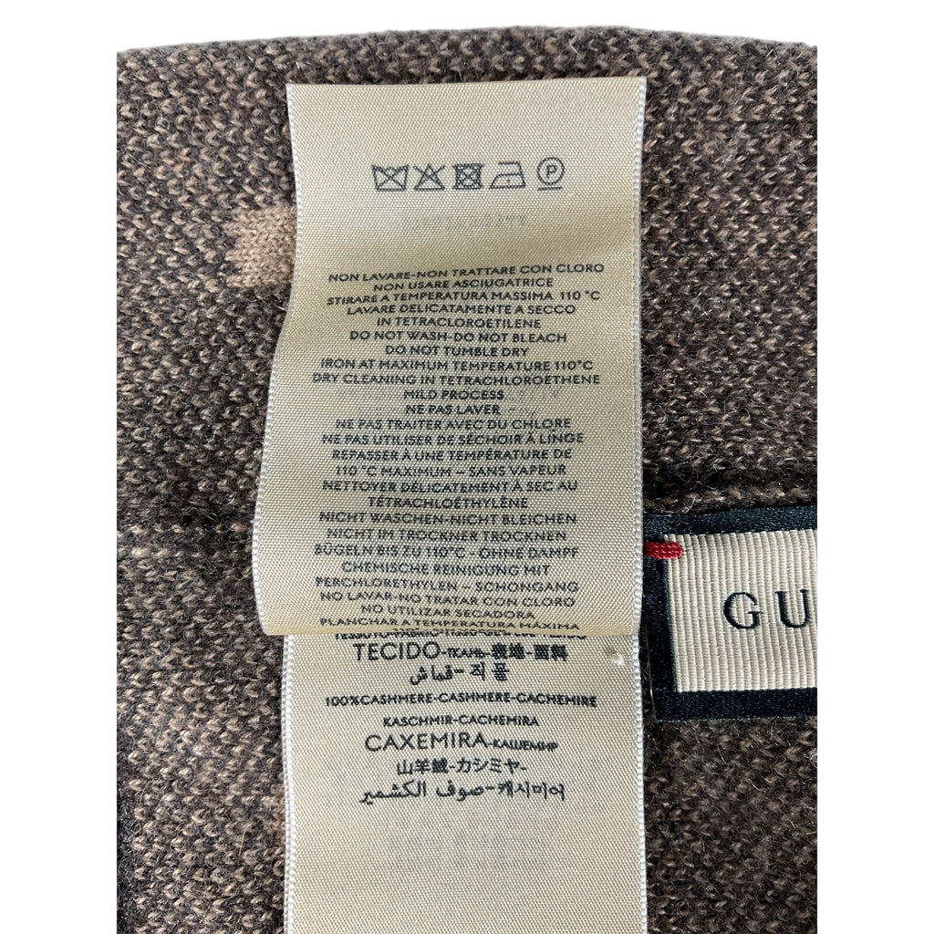 Gucci 'Gg' Brown Cashmere Hat Size M