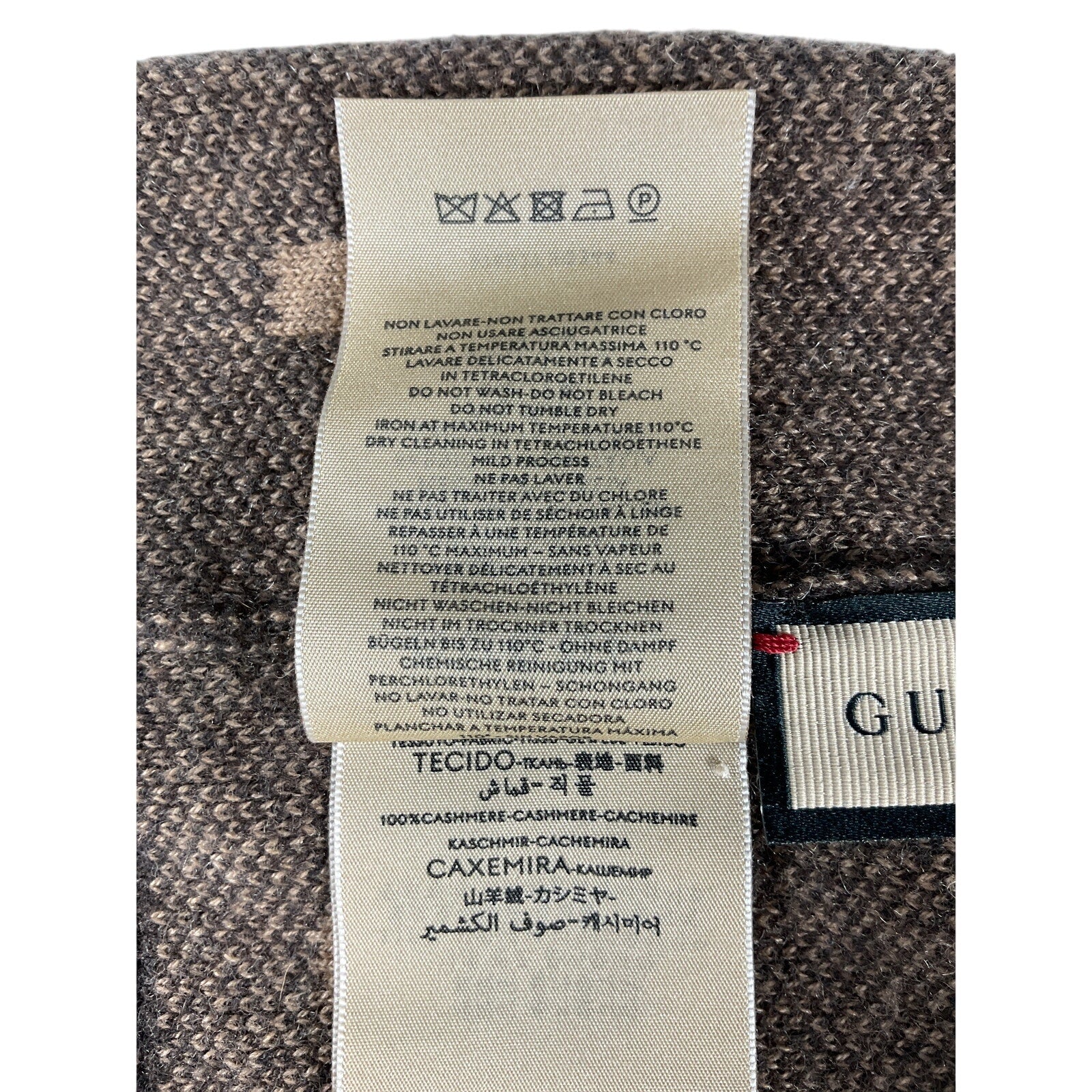 Gucci 'Gg' Brown Cashmere Hat Size M