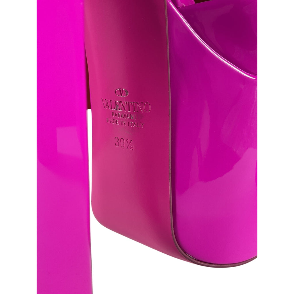 Valentino 'Disco' Pink Leather Box Sling Back Heel Size 9.5