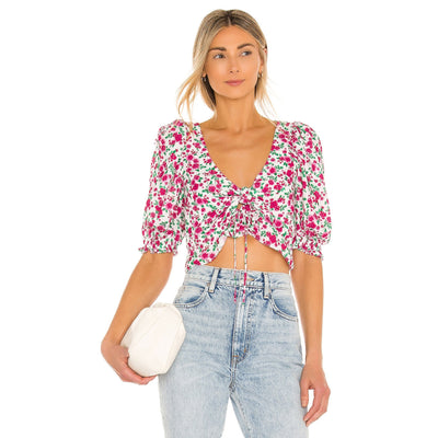 For Love & Lemons Floral Multicolor Petal Blouse Top Size S