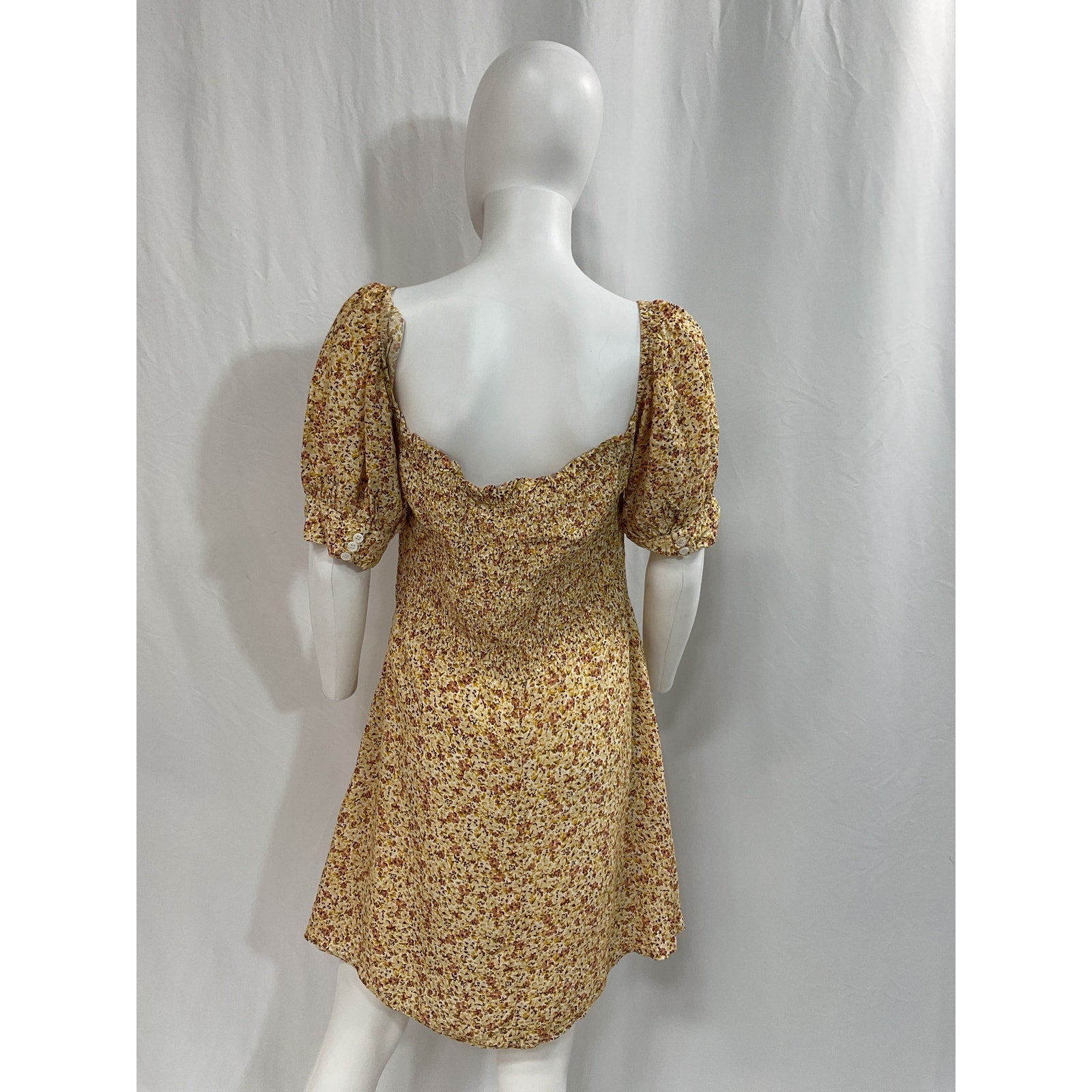 Faithfull The Brand 'Dulcia' Tan Bow Detail Mini Dress Size XL